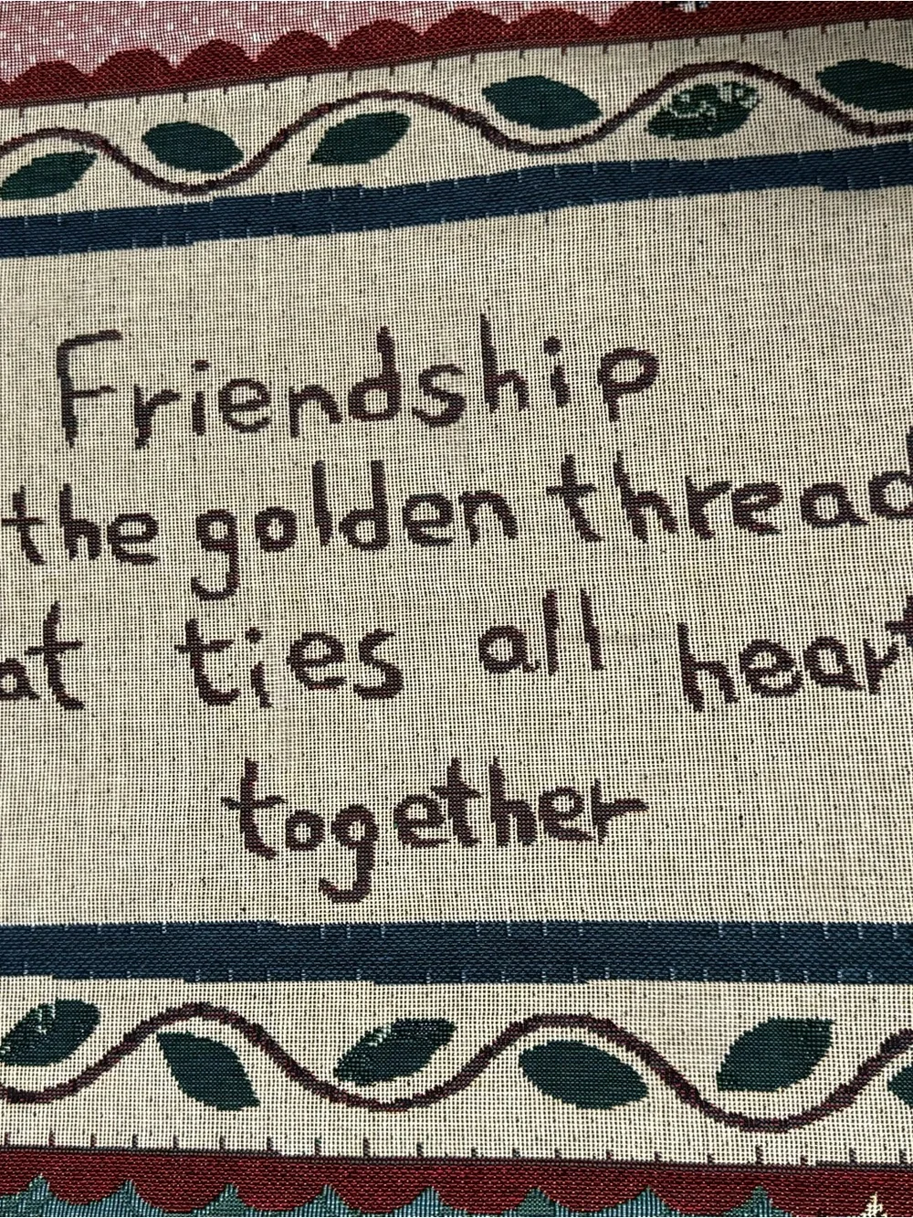 Patchwork Friendship Woven Tapestry Throw Blanket Wall Hanging